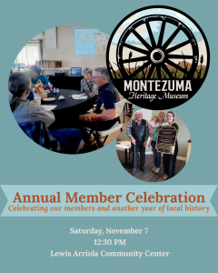 Annual Member Celebration, Saturday, November 7, at 12:30 PM at the Lewis Arriola Community Center
